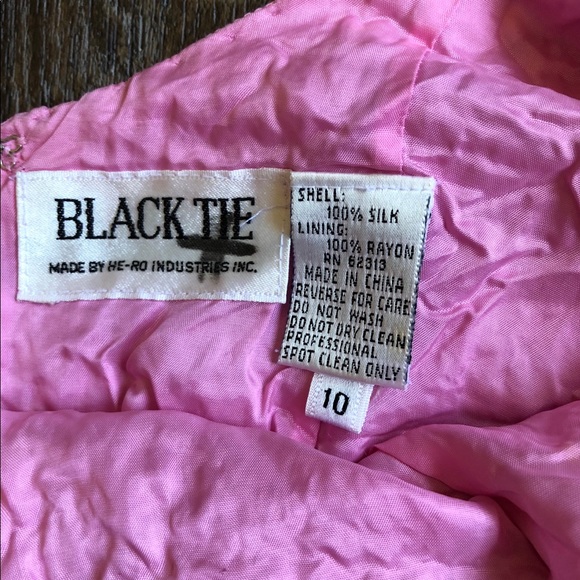 VINTAGE Black Tie Beaded Pink Dress - Picture 7 of 8